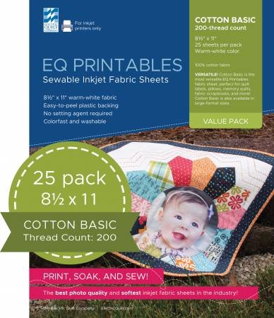Cotton Printable Fabric Sheets 25 Sheets Per Pack 657920111554