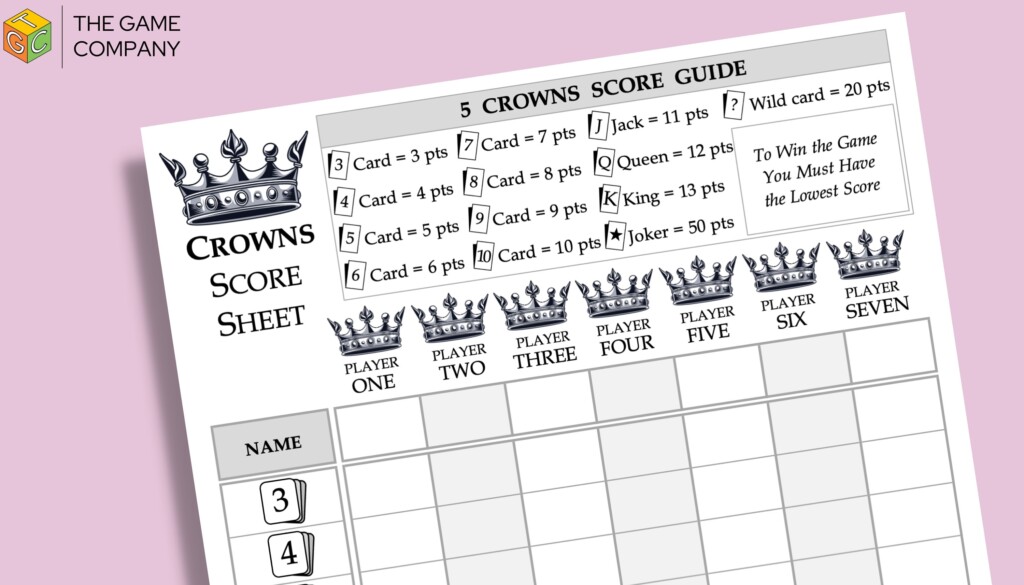 Crowns Score Sheet Printable Crowns Score Card A4 Size 45 OFF