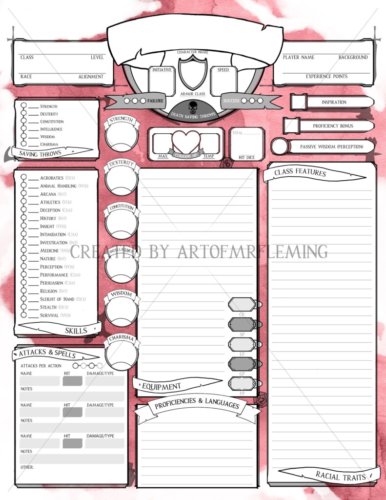 D d Beyond Blank Printable Character Sheet