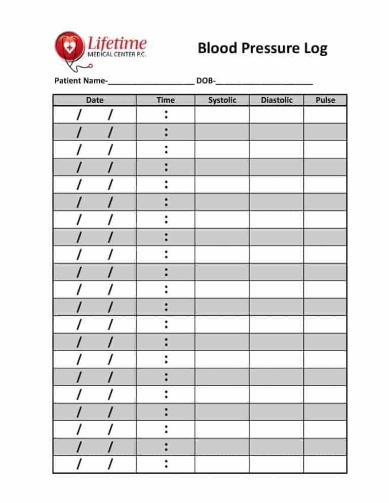 Daily Free Printable Blood Pressure Log Sheets Printable Forms Free 