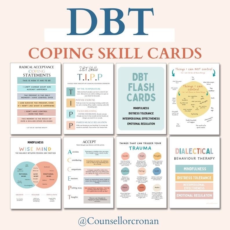 DBT Coping Skill Card Cheat Sheet DBT Poster Bundle Etsy Dbt 