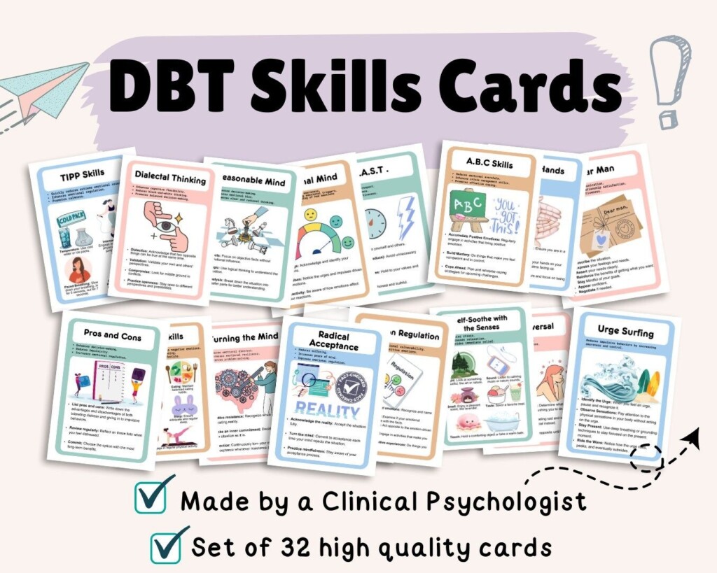 Dbt Skills Cards Dbt Flashcards Dialectical Behavior Therapy Dbt Cards 