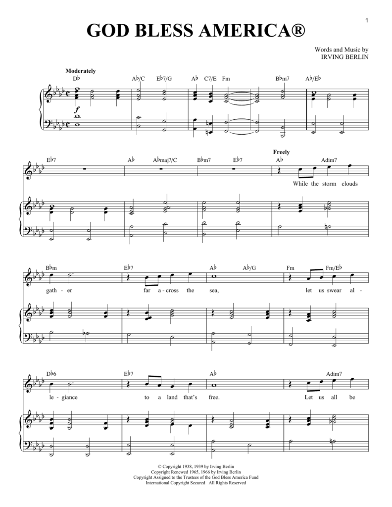 Downloadable Free Printable God Bless America Sheet Music