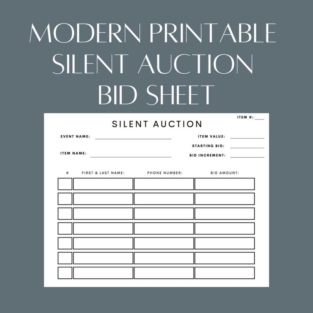 Editable Printable Silent Auction Bid Sheets Pdf