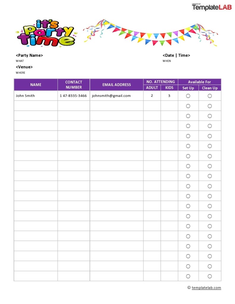 Editable Printable Snack Sign Up Sheet