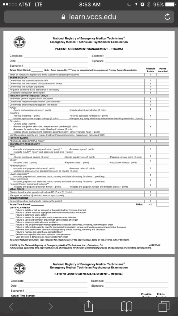 Emt Patient Assessment Trauma Printable Free Printable Templates