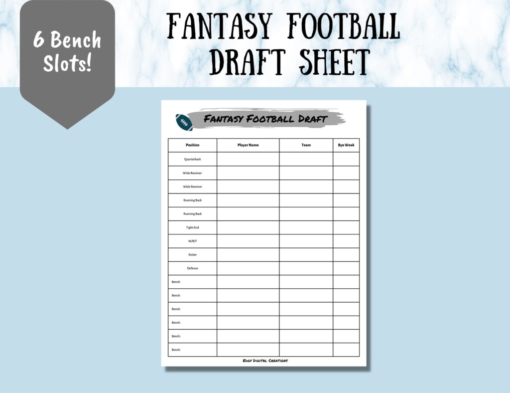 Fantasy Football Printable Roster Sheets Printable Word Searches 