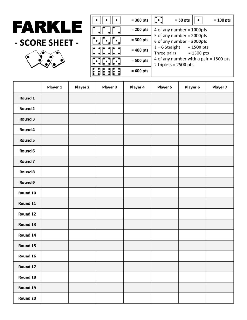 Farkle Printable Score Sheet Printable Blog Calendar Here