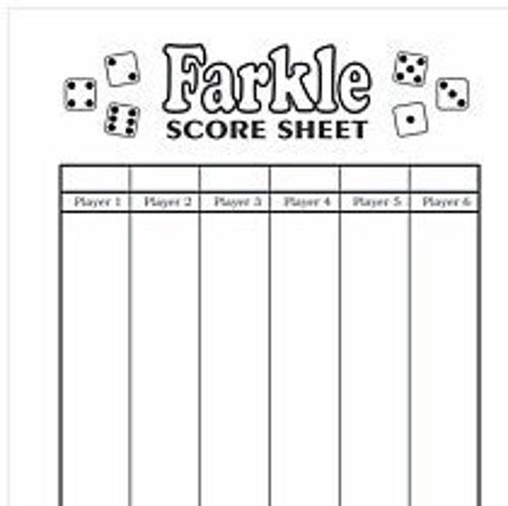 Farkle Scoring Sheet Printable