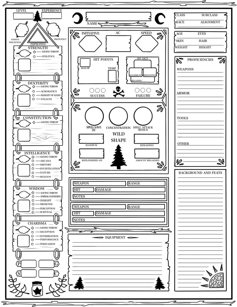 Form Fillable Old School 5th Ed Character Sheet Printable Forms Free 