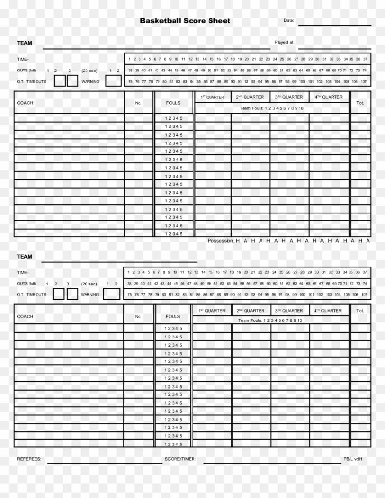 Free Basketball Score Sheets Printable PRINTABLE TEMPLATES