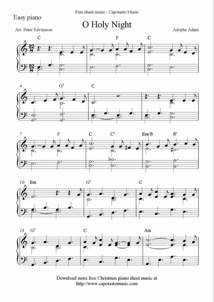 Free Christmas Piano Sheet Music For Beginners Printable Free 