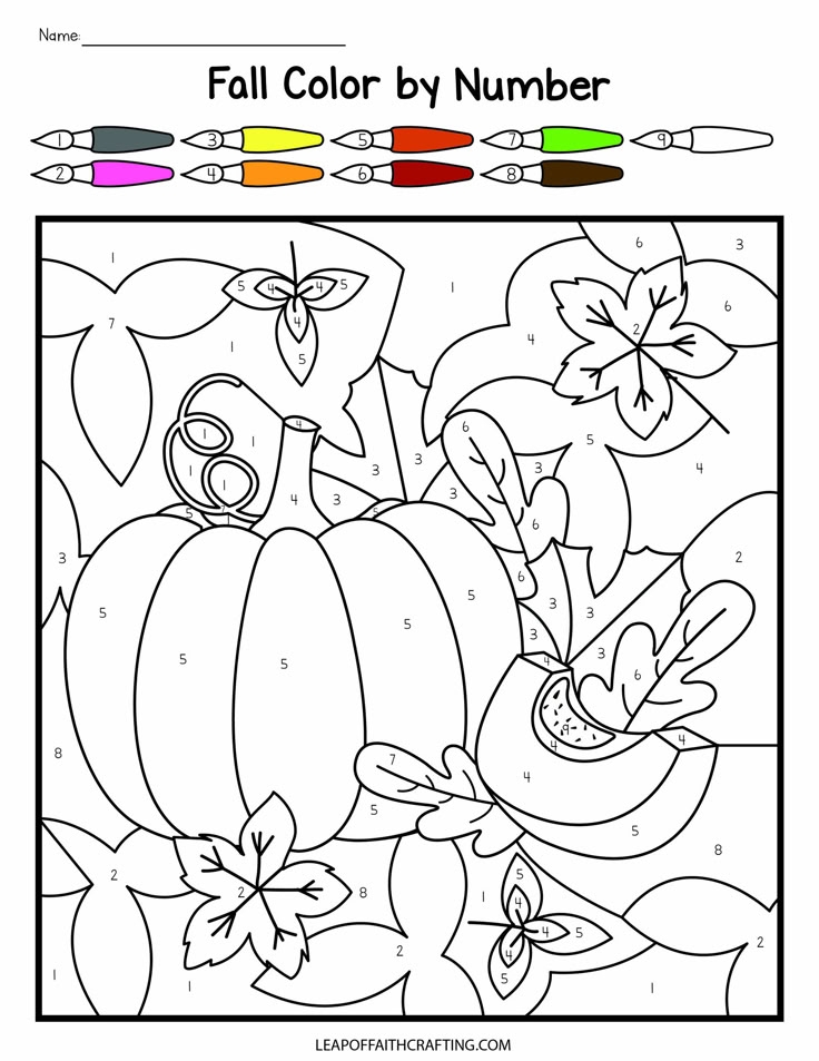 FREE Fall Color By Number Printables 6 Sheets Fall Coloring Pages 