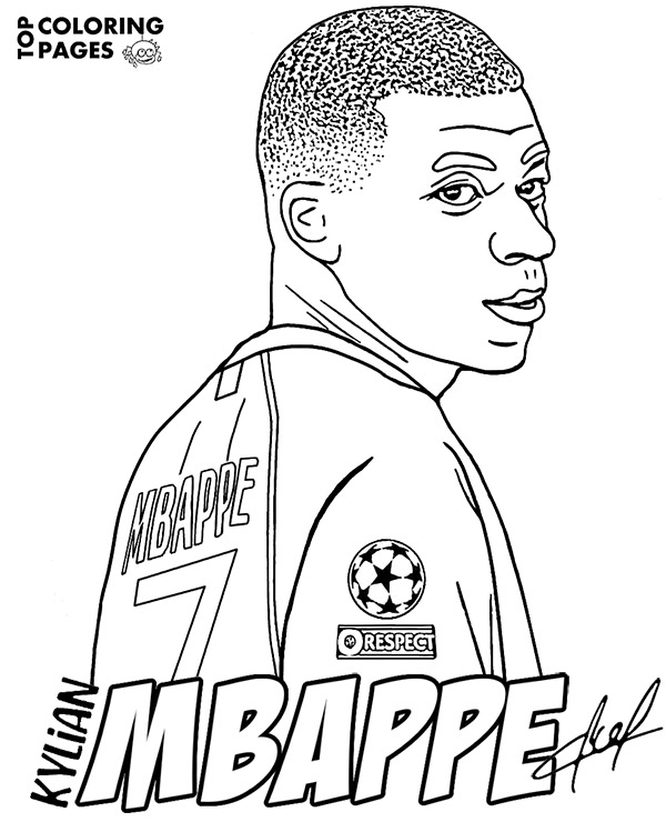 Free Kylian Mbappe Coloring Page