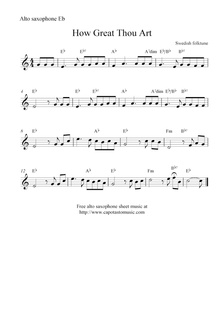 Free Printable Alto Saxophone Sheet Music Free Printable