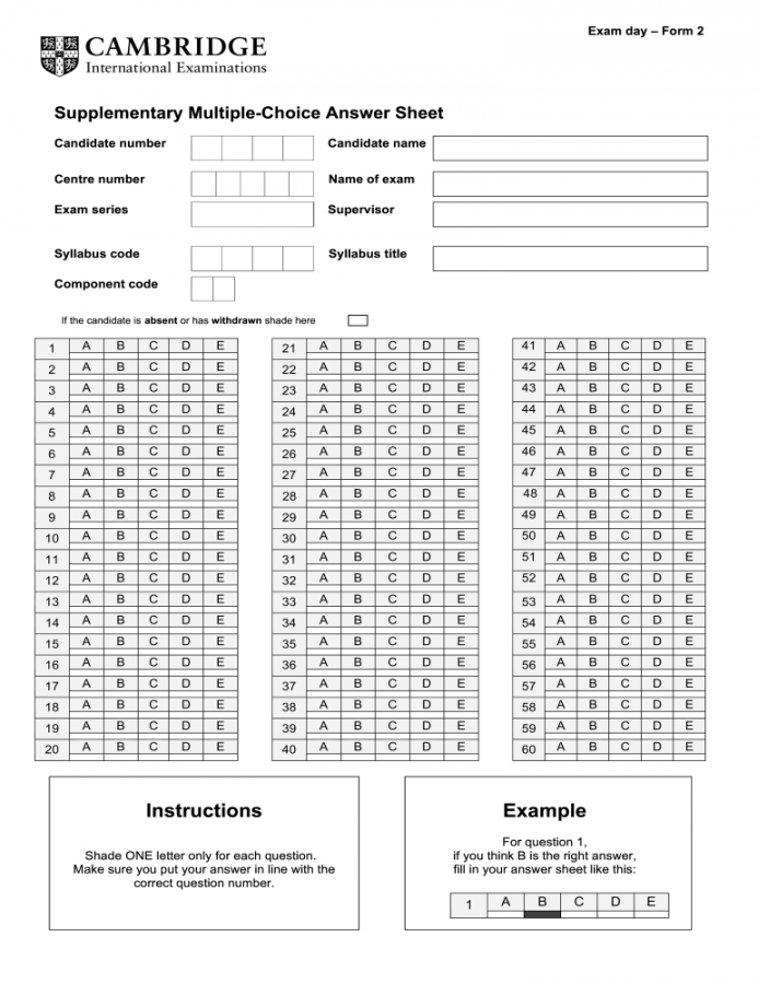 Free Printable Answer Sheet 1 100 FREE Printable HQ