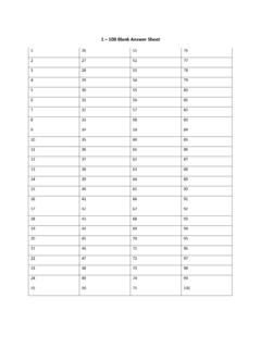 Free Printable Answer Sheet 1 100 Pdf