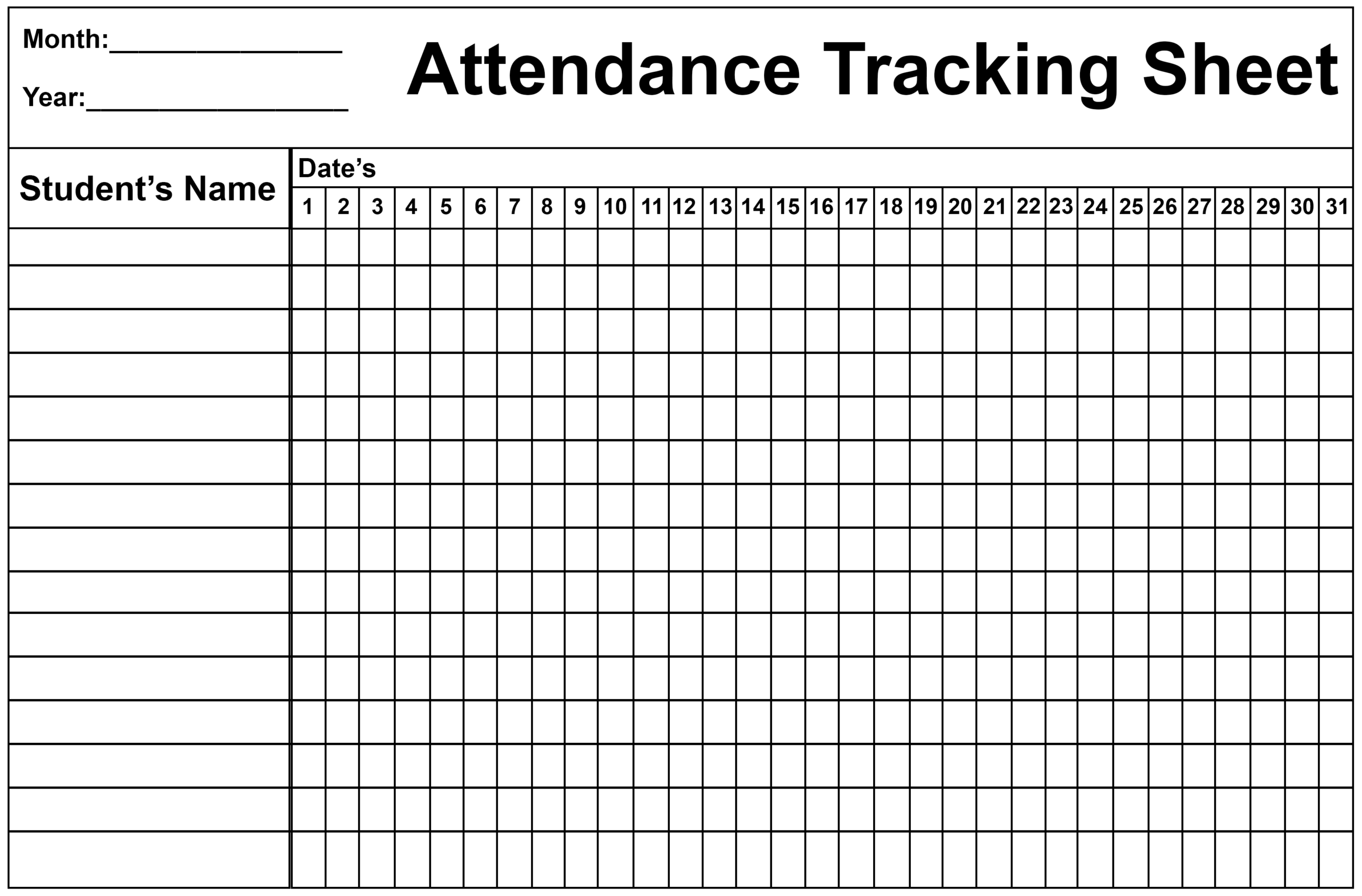 Free Printable Attendance Sheet Template Printable Templates