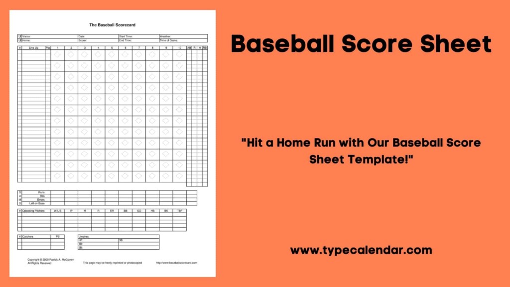 Free Printable Baseball Score Sheet Scorecard Templates Excel PDF 
