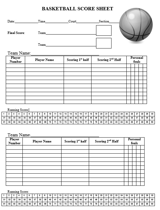 Free Printable Basketball Stat Sheet