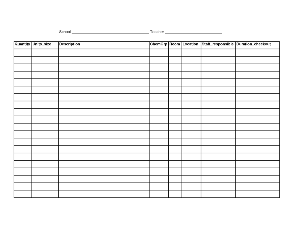 Free Printable Blank Inventory Forms Printable Forms Free Online