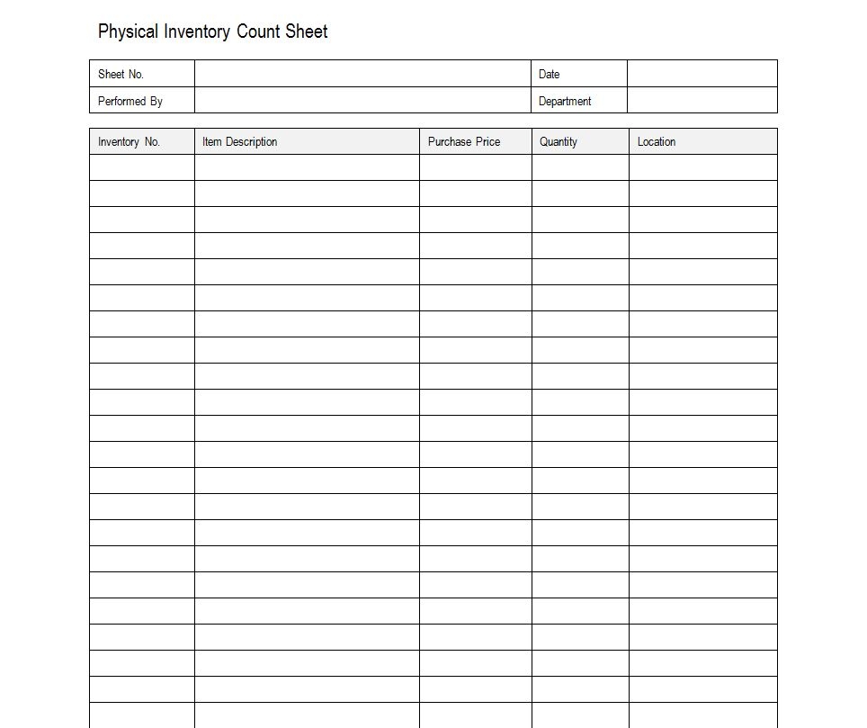 Free Printable Blank Inventory Forms Printable Forms Free Online