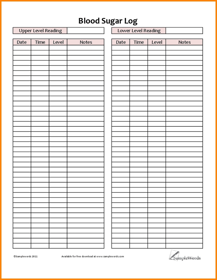 Free Printable Blood Glucose Log Sheet