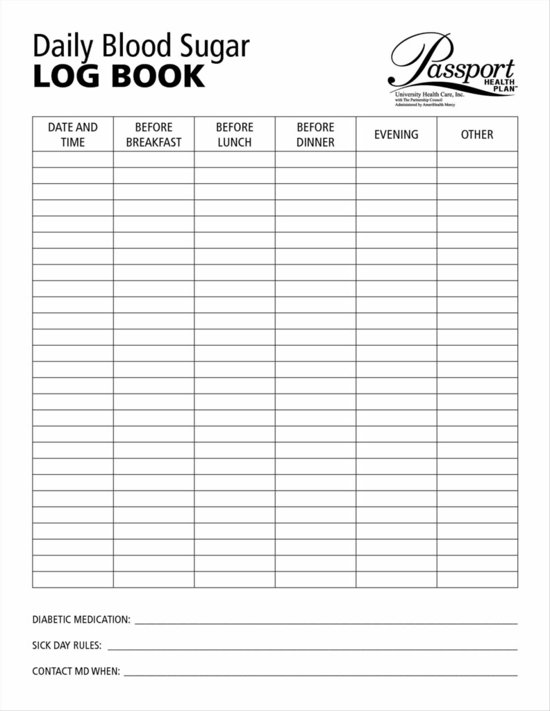 Free Printable Blood Glucose Log Sheet