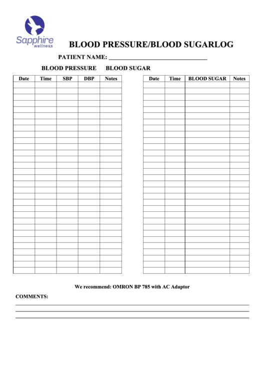 Free Printable Blood Pressure And Blood Sugar Log Sheet Printable 