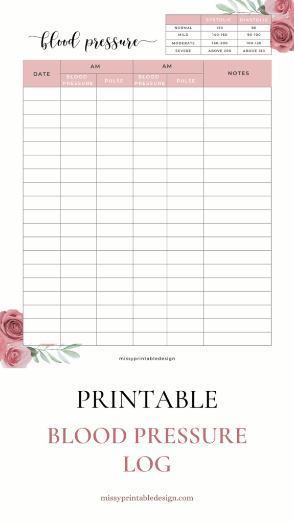 Free Printable Blood Pressure Log