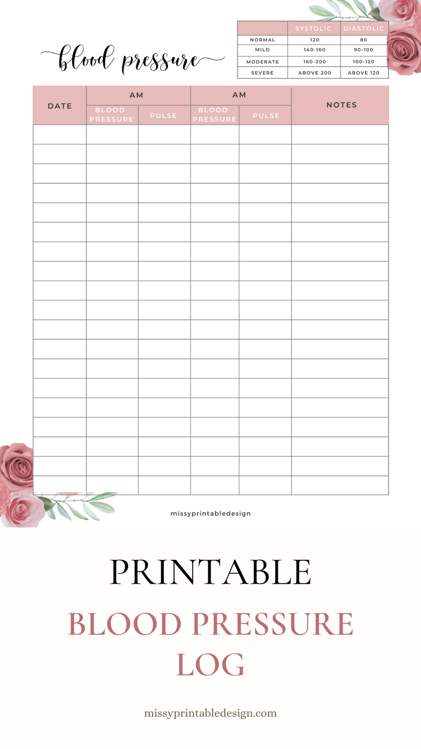 Free Printable Blood Pressure Log