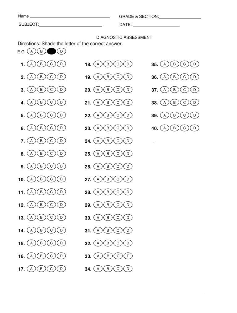 Free Printable Bubble Answer Sheet 1 50 Printable JD