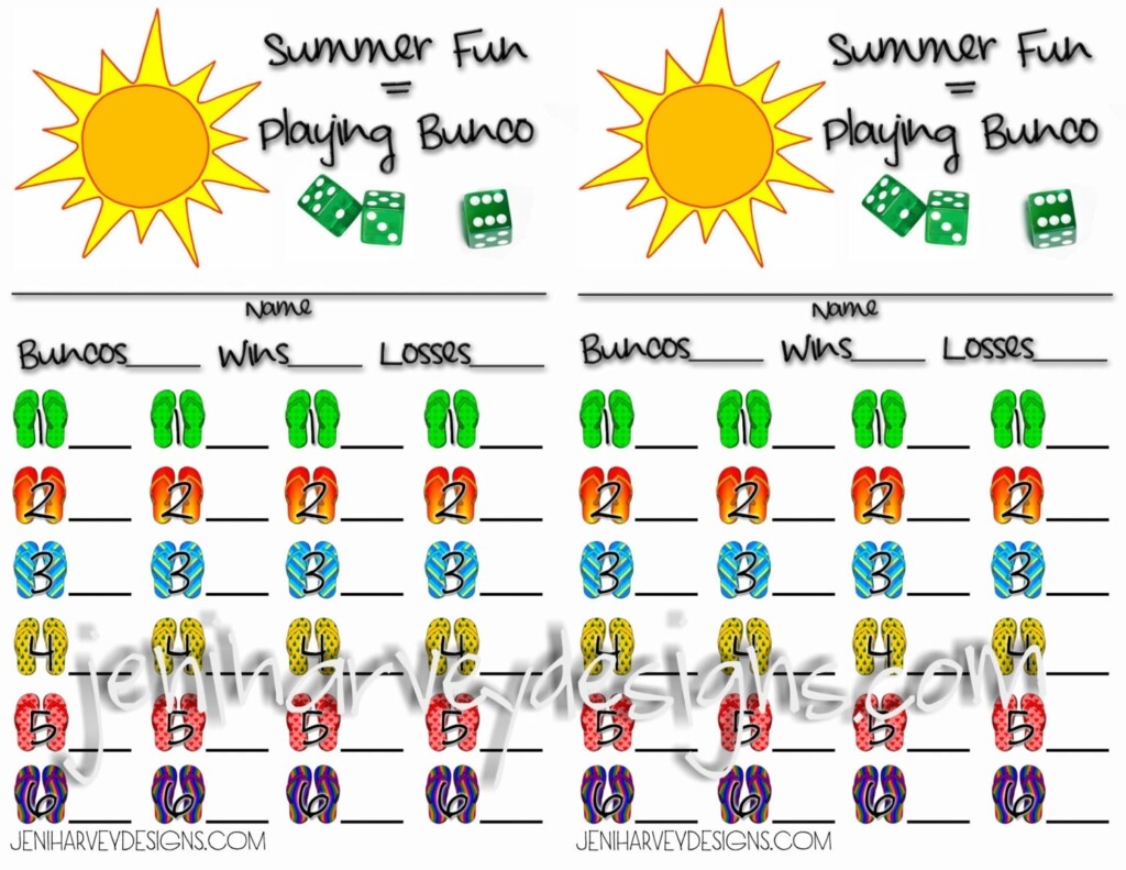 Free Printable Bunco Score Sheets Summer Printable Word Searches