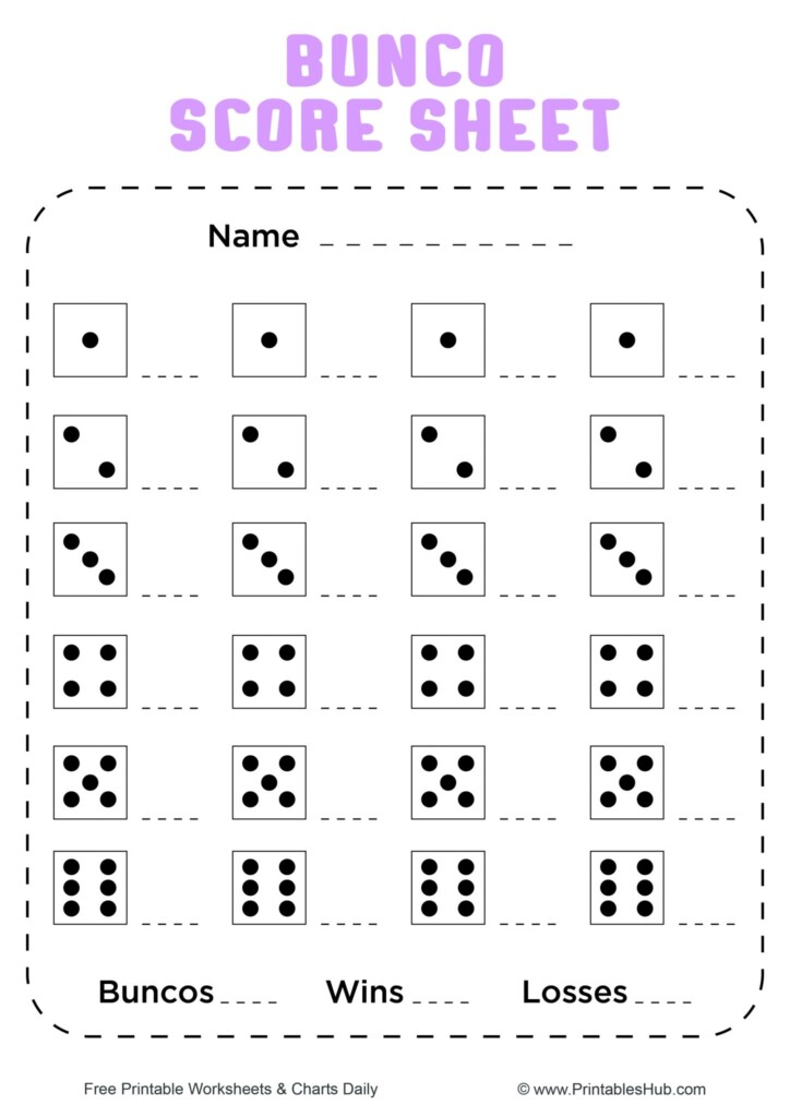 Free Printable Bunco Score Sheets Table Tally Sheet PDF 
