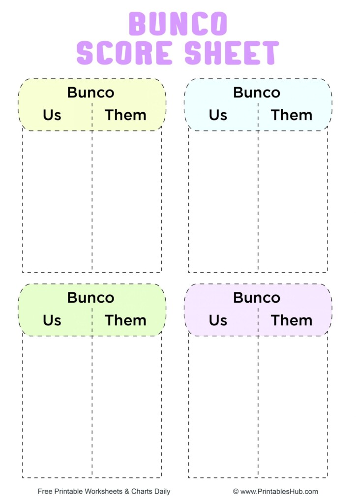 Free Printable Bunco Score Sheets Table Tally Sheet PDF 