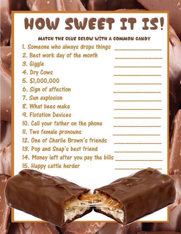 Free Printable Candy Guessing Game