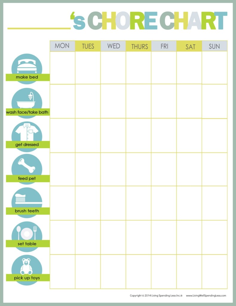 Free Printable Chore Chart Chore Chart FREE Printable