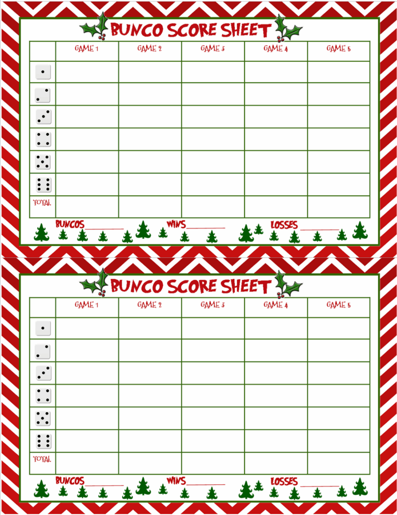 Free Printable Christmas Bunco Score Sheets Printable Online