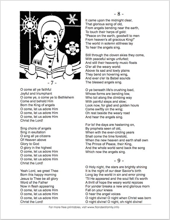 Free Printable Christmas Carol Lyric Sheets Christmas Carol Book 