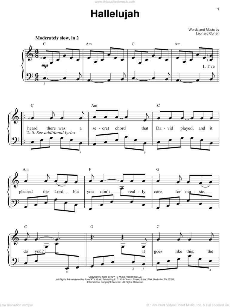 Free Printable Christmas Hallelujah Sheet Music Dev onallcylinders