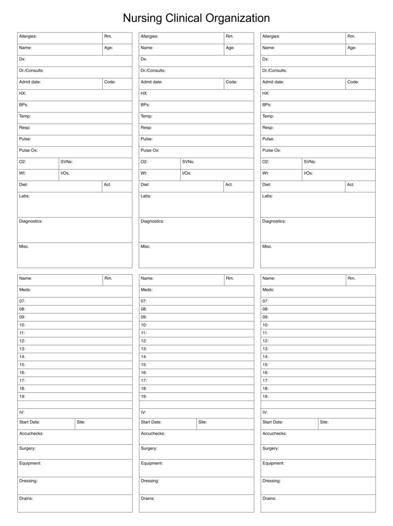Free Printable Cna Daily Assignment Sheets Printable Templates