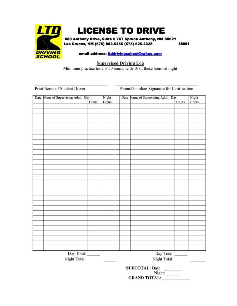 Free Printable Driver Daily Log Sheet Template Free Templates Printable