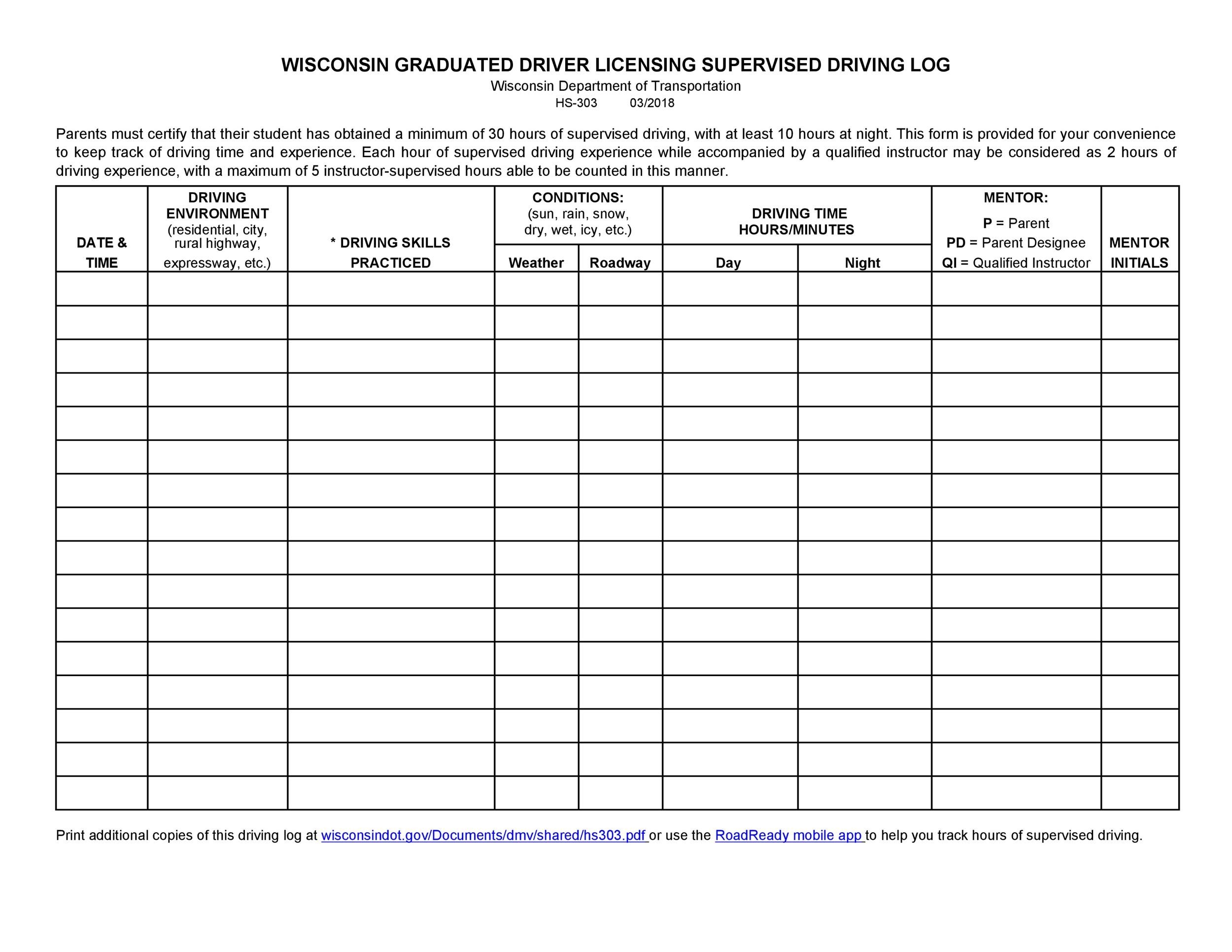 Free Printable Driver Daily Log Sheet Template Printable Form