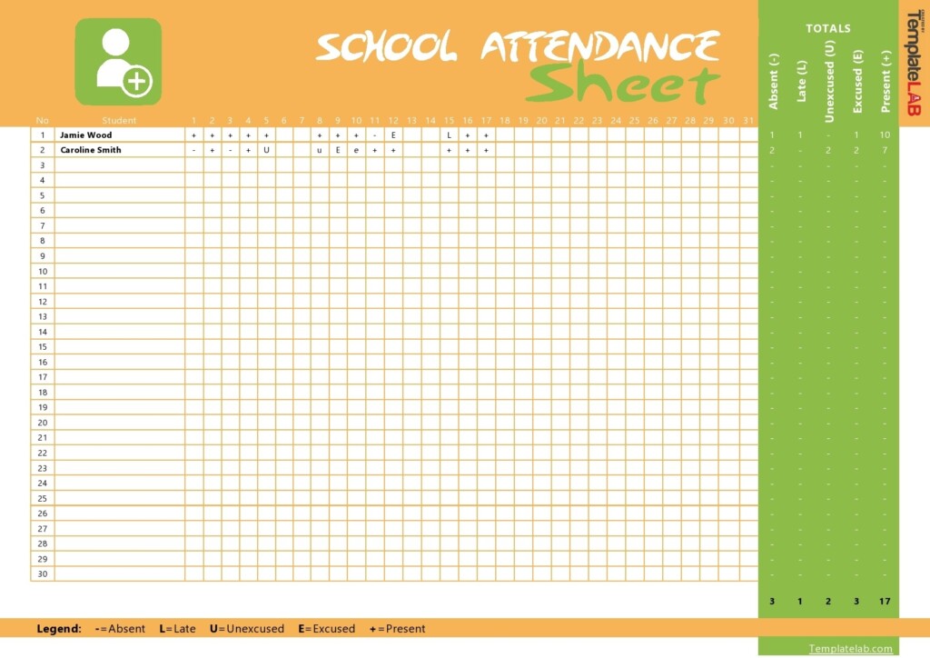 Free Printable Grade And Attendance Sheets In Color Free Coloring 