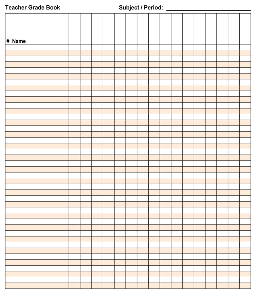 Free Printable Gradebook Sheets For Teachers