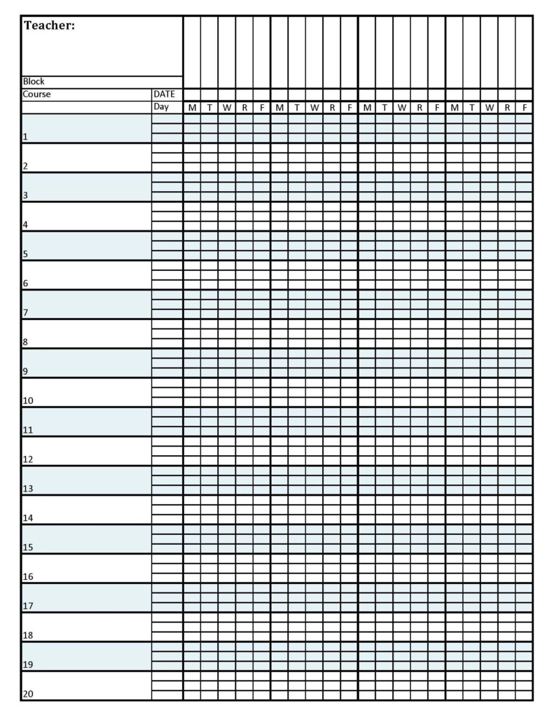 Free Printable Gradebook Sheets For Teachers Free Printable