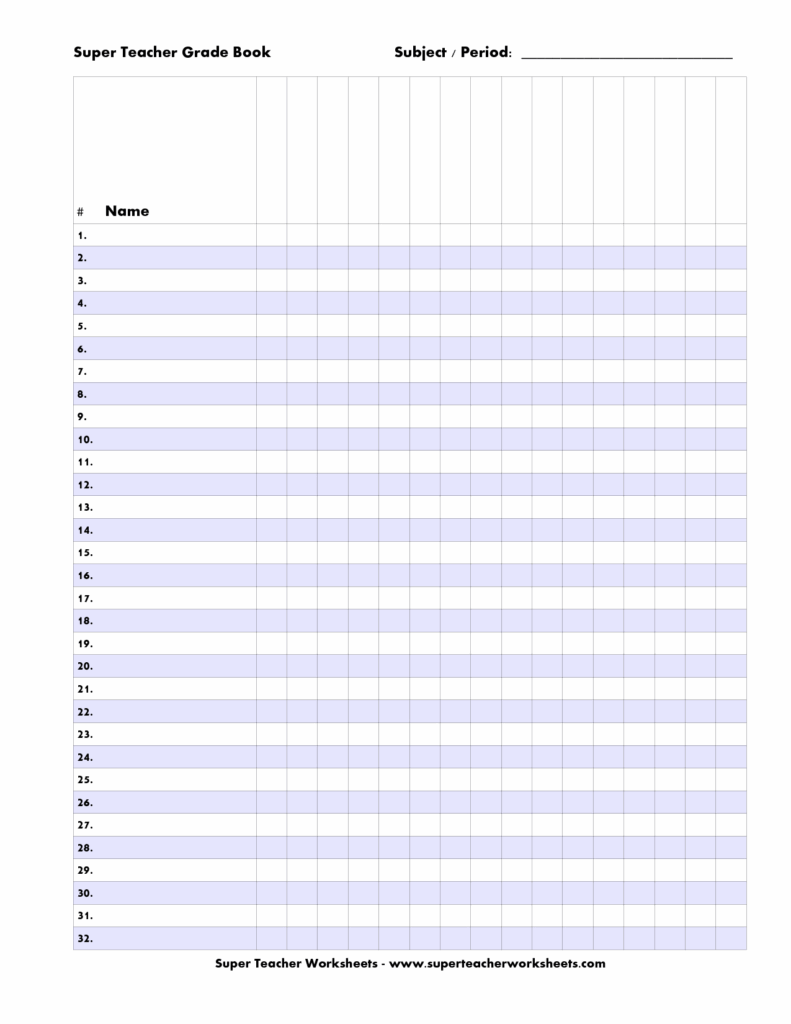 Free Printable Gradebook Sheets For Teachers Free Printable A To Z
