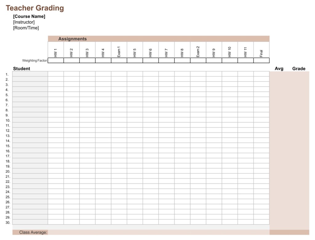 Free Printable Grading Sheets For Teachers