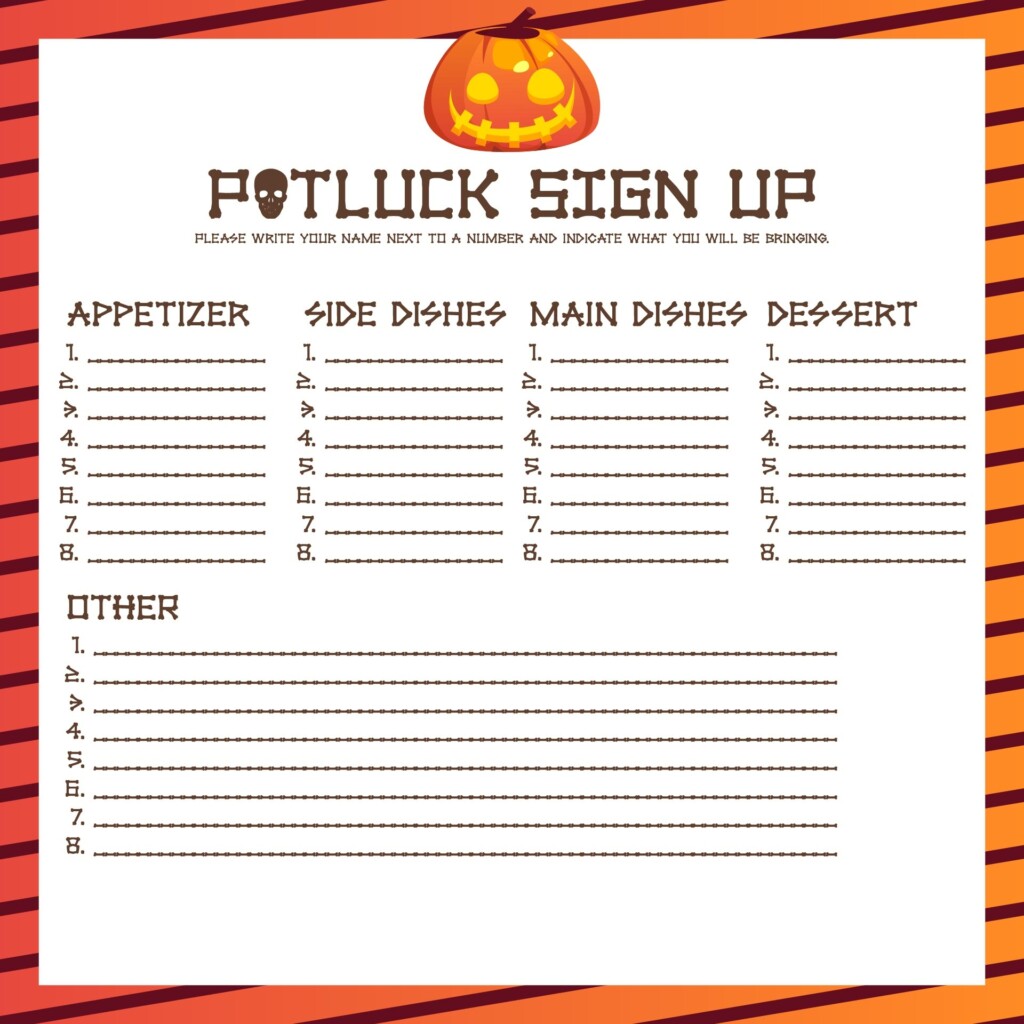 Free Printable Halloween Party Sign Up Sheet