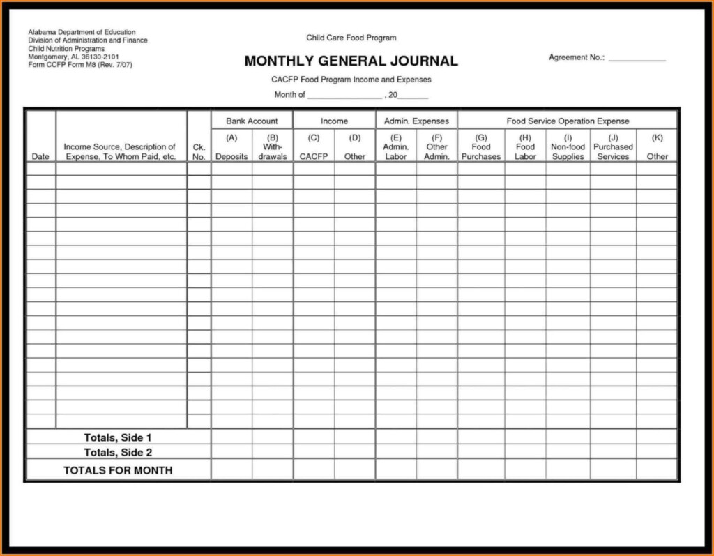 Free Printable Ledger Sheets Within Blank Ledger Template 